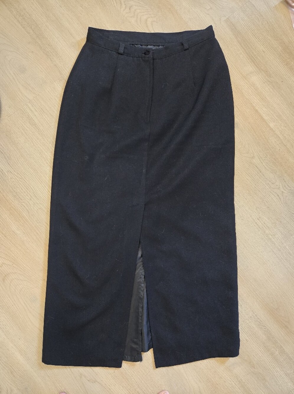 H.E.R. Black Women's Midi Pencil Skirt with Front Vent